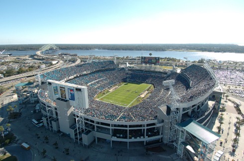 Aerial of EverBank Field in Jacksonville, FL