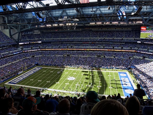 View from the upper deck at Lucas Oil Stadium, home of the Indianapolis Colts