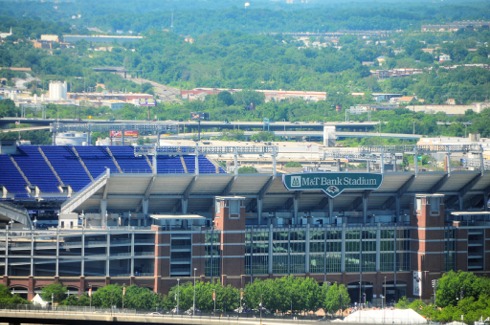 Outside of M&T Bank STadium in downtown Baltimore, MD
