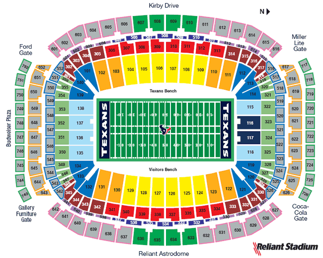 Reliant Seating Chart Football