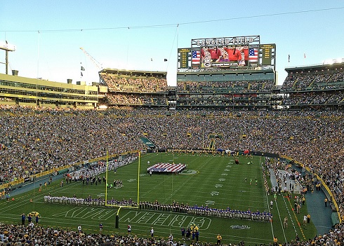 Image of Lambeau Field, home of the Green Bay Packers.