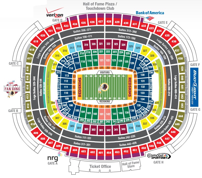 Redskins Fedex Stadium Seating Chart