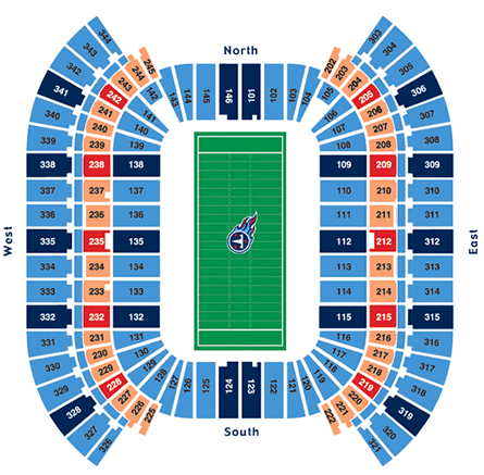 Nissan Stadium Seating Guide  Tennessee Titans 