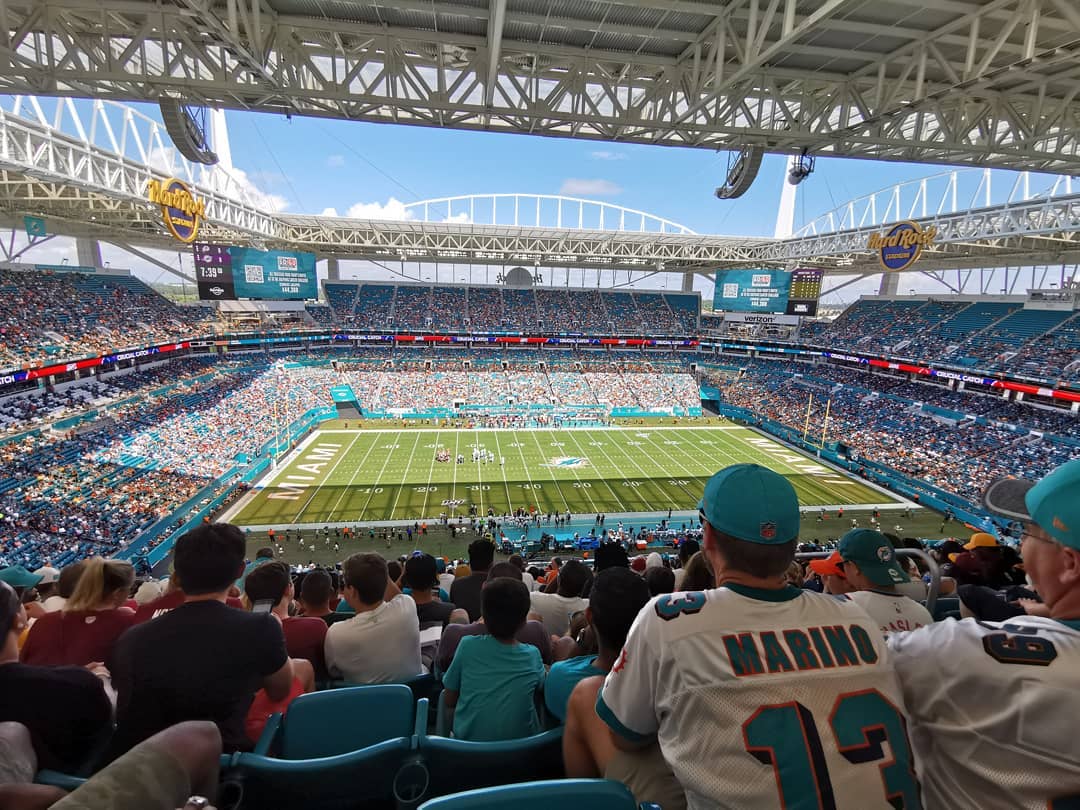 View from the upper deck of Hard Rock Stadium, home of the Miami Dolphins