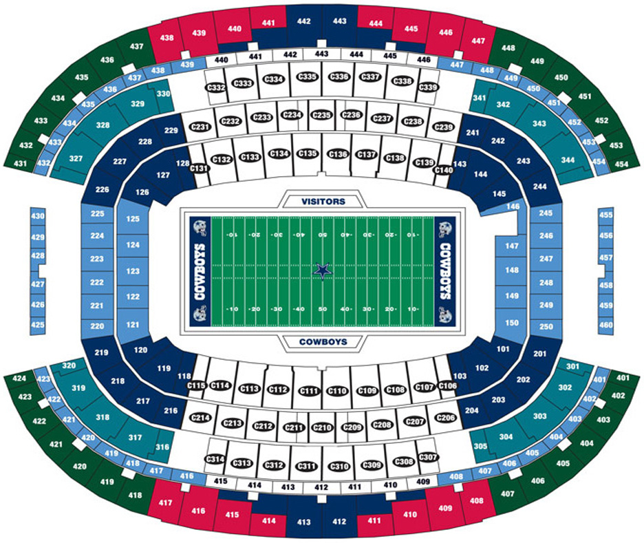 Dallas Cowboys Football Stadium Seating Chart