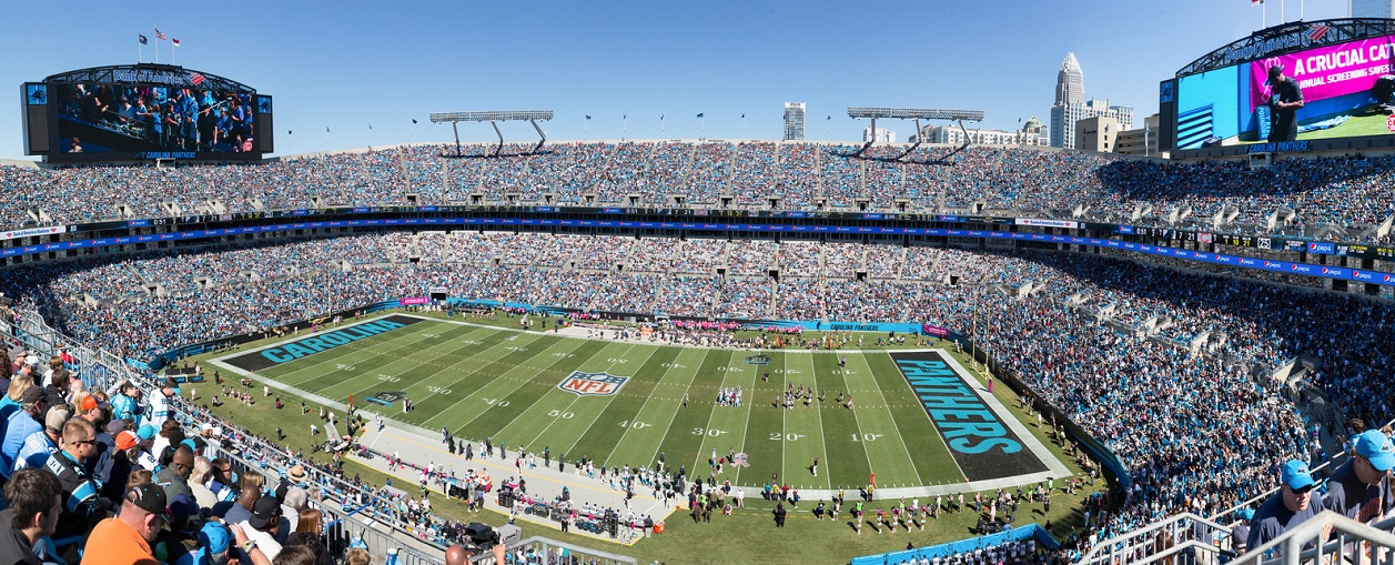 View from the upper deck at Bank of America Stadium, home of the Carolina Panthers