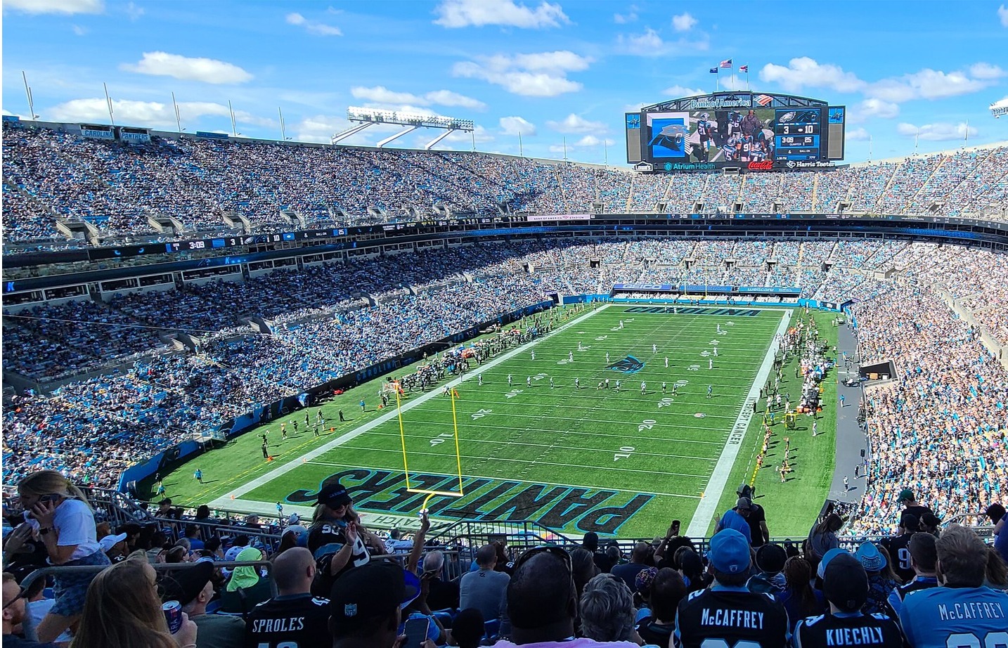 View from the upper deck at Bank of America Stadium, home of the Carolina Panthers