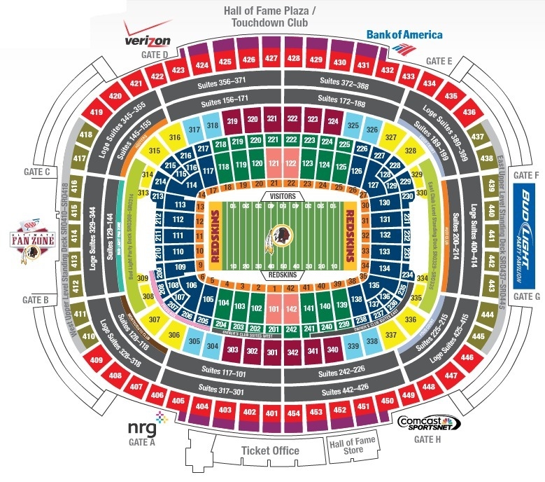 Redskins Seating Chart With Seat Numbers