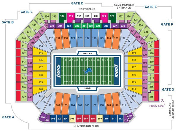 Ford Field Seating Chart With Row Numbers