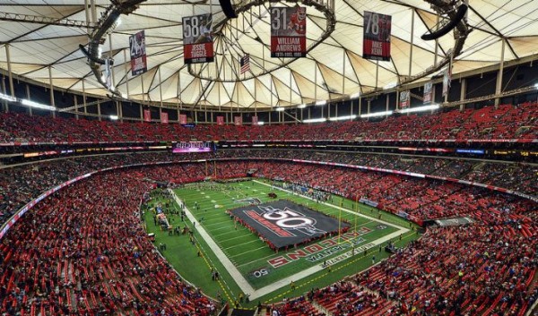 View from the upper deck at the Georgia Dome, home of the Atlanta Falcons - Picture: Mark Whitt