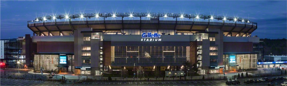 Outside of Gillette Stadium, home of the New England Patriots