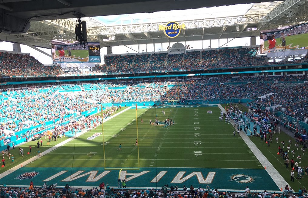View from the end zone at Hard Rock Stadium