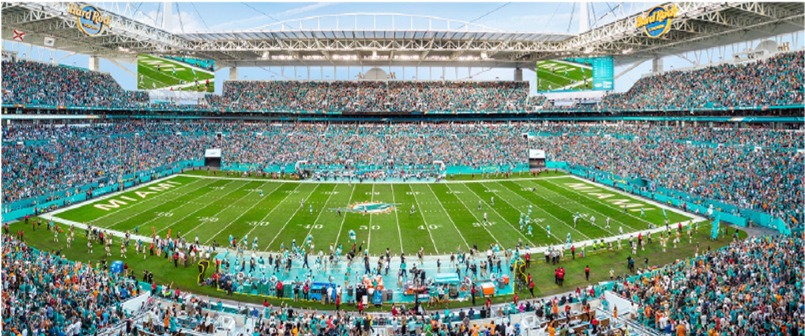 View from the upper deck of Hard Rock Stadium, home of the Miami Dolphins