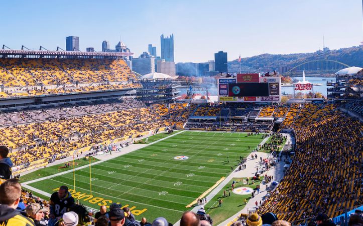 View from the upper deck at Acrisure Stadium, home of the Pittsburgh Steelers
