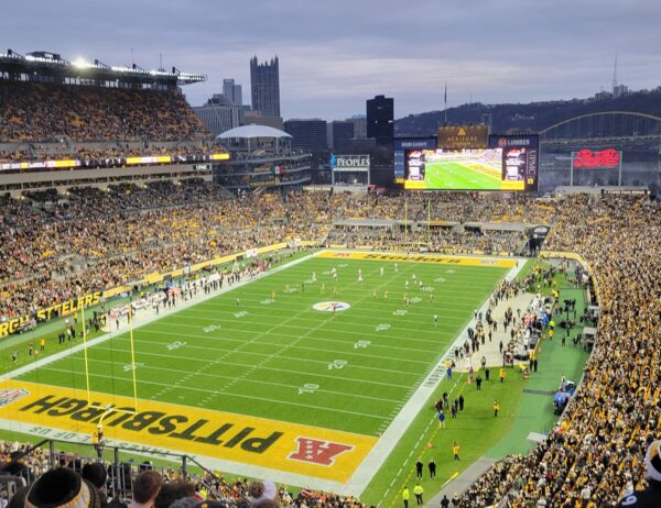 View from the upper deck at Acrisure Stadium, home of the Pittsburgh Steelers