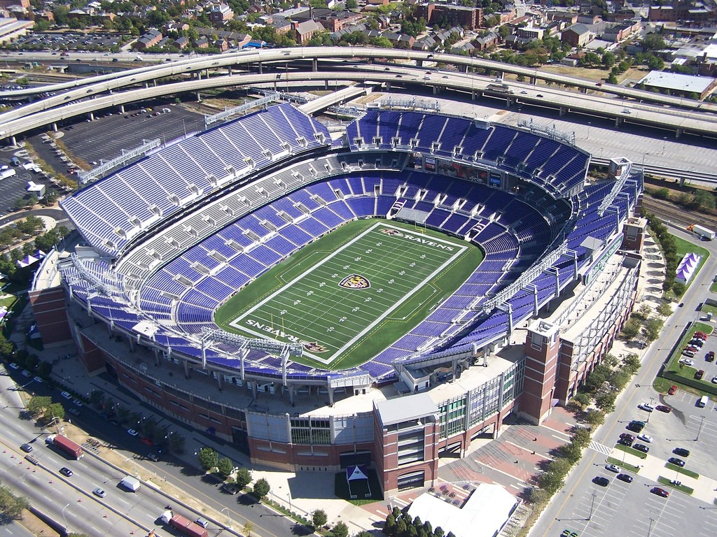 Aerial of M&T Bank Stadium, home of the Baltimore Ravens