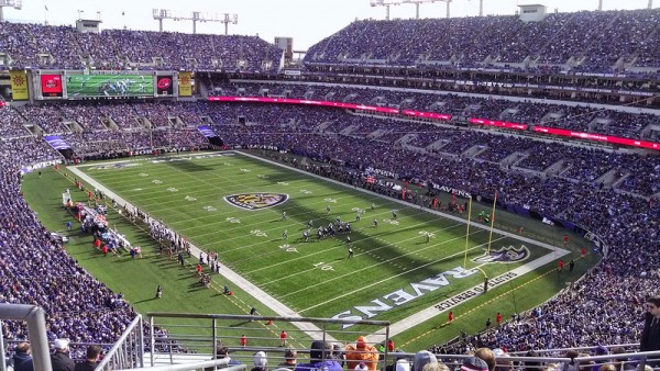 View of the playing field at M&T Bank Stadium, home of the Baltimore Ravens