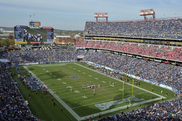 View of the playing field at Nissan Stadium, home of the Tennessee Titans