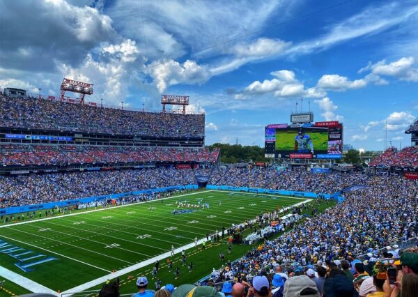 View of the playing field at Nissan Stadium, home of the Tennessee Titans