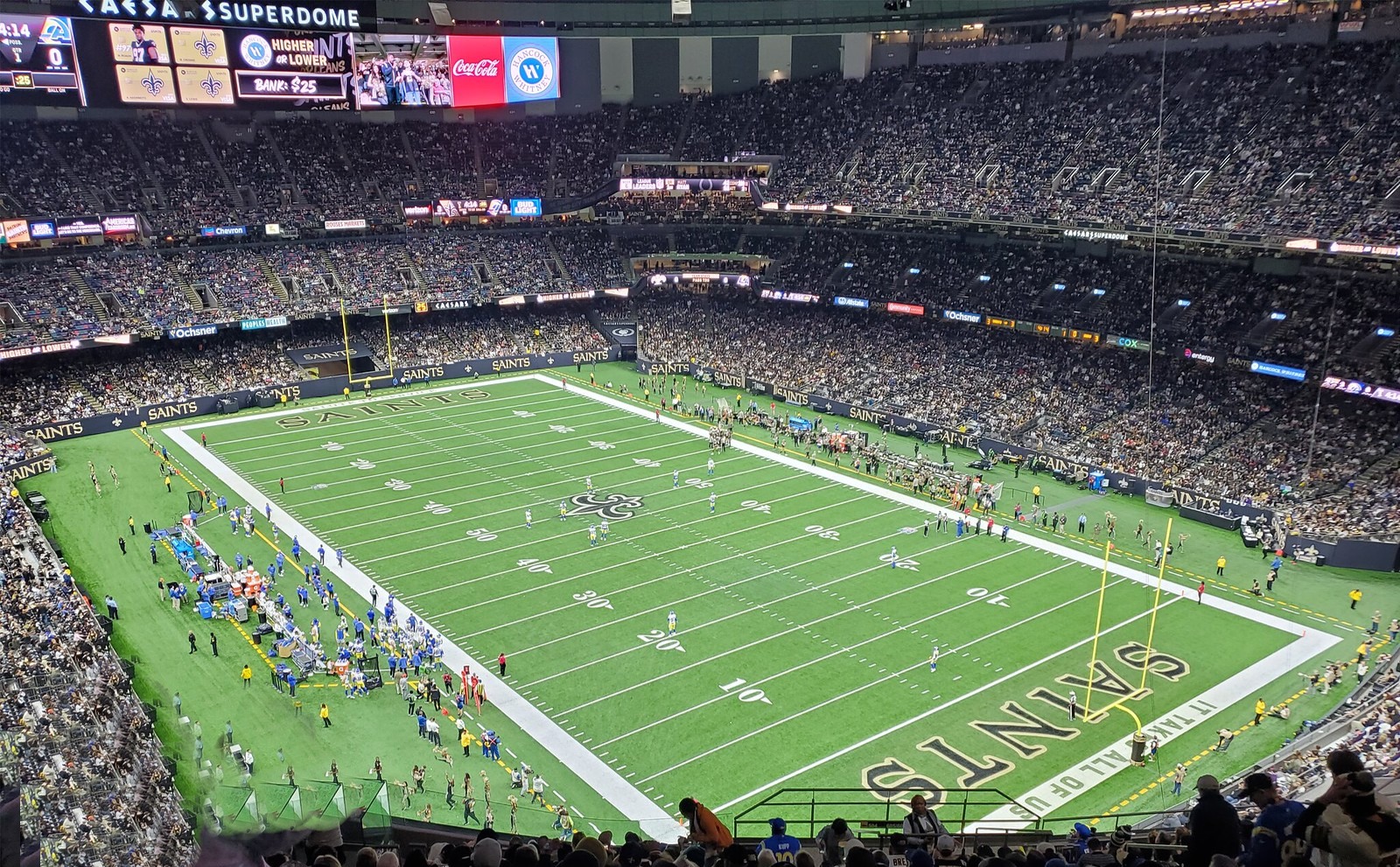 View from the upper deck at the Superdome, home of the New Orleans Saints
