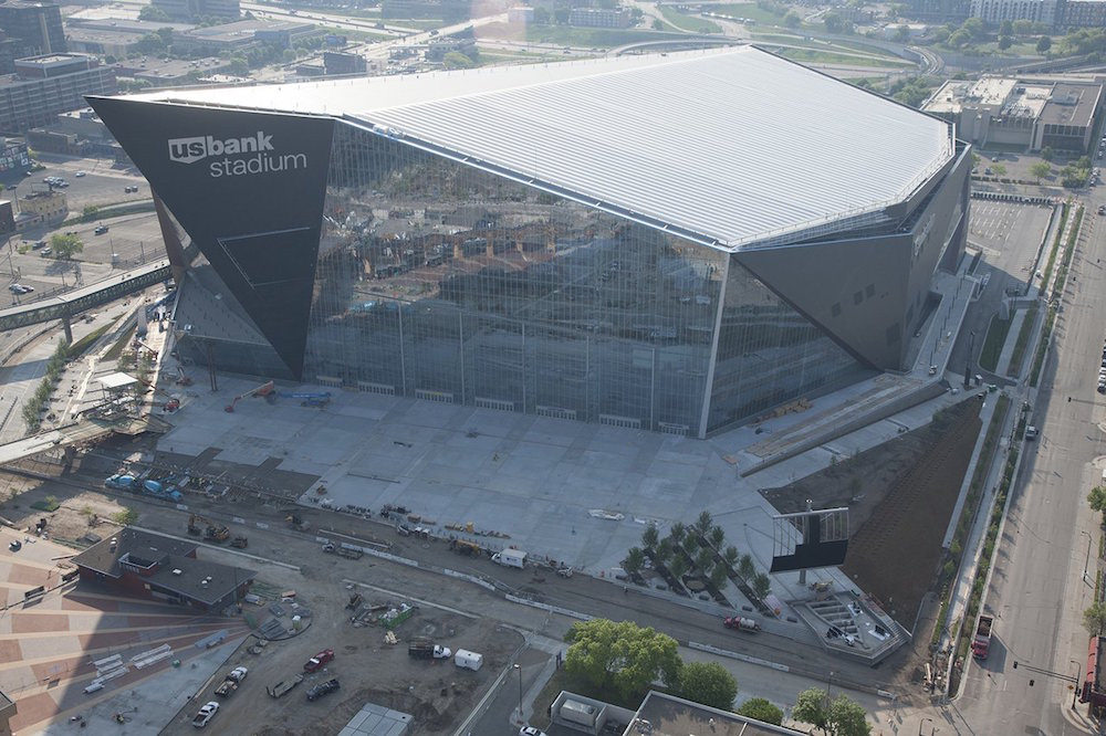 Aerial of US Bank Stadium, home of the Minnesota Vikings