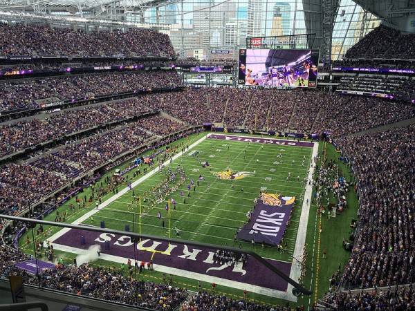 View of the playing field at US Bank Stadium