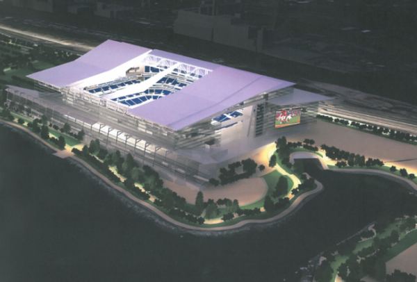 Rendering of a proposed Buffalo Bills football stadium