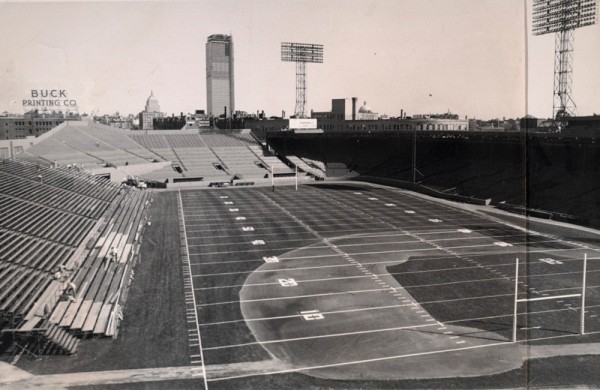 View of the playing field at Fenway Park, former home of the Boston Redskins and New England Patriots
