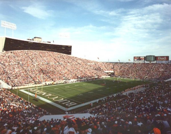 View of the playing filed at Houlihan Stadium, former home of the Tampa Bay Buccaneers