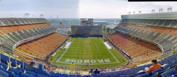 View from the upper deck at Mile High Stadium, former home of the Denver Broncos
