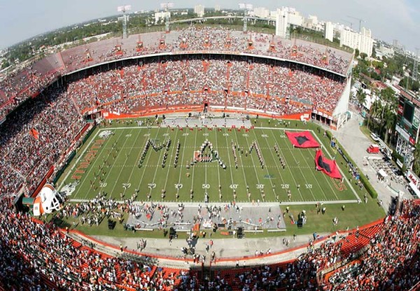 View of the field at the Orange Bowl, former home of the Miami Hurricanes