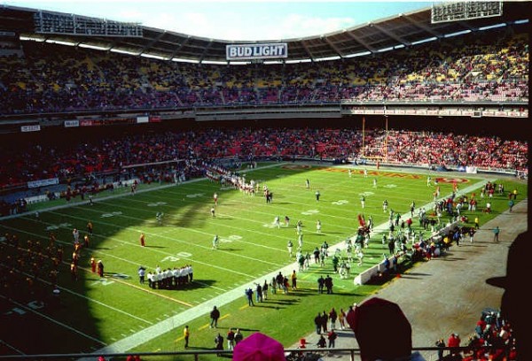 View of the playing field at RFK Stadium, former home of the Washington Redskins
