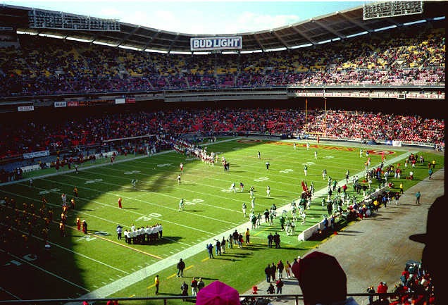 View of the playing field at RFK Stadium, former home of the Washington Redskins