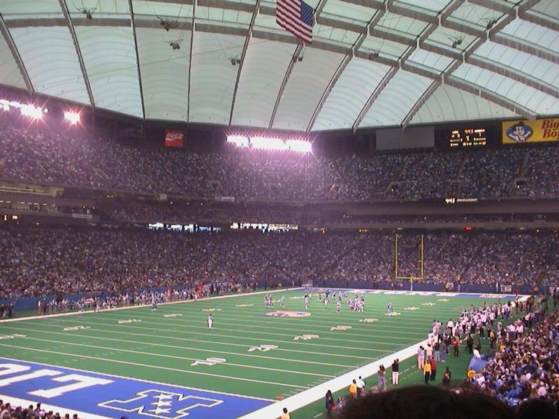 View of the playing field at the Silverdome, former home of the Detroit Lions