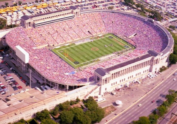 Aerial of old Soldier Field, former home of the Chicago Bears