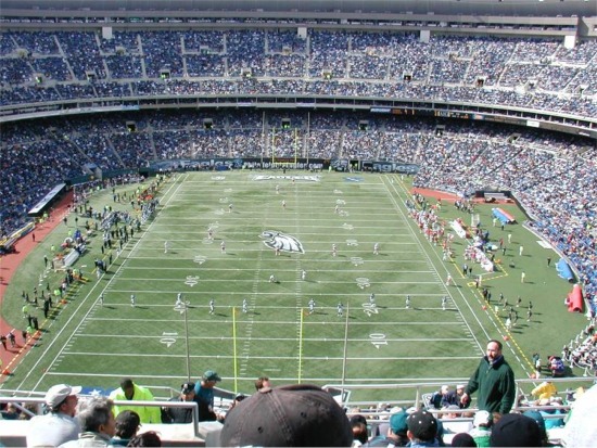 View of the field at Veterans Stadium, former home of the Philadelphia Eagles