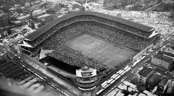 Aerial of Wrigley Field, former home of the Chicago Bears