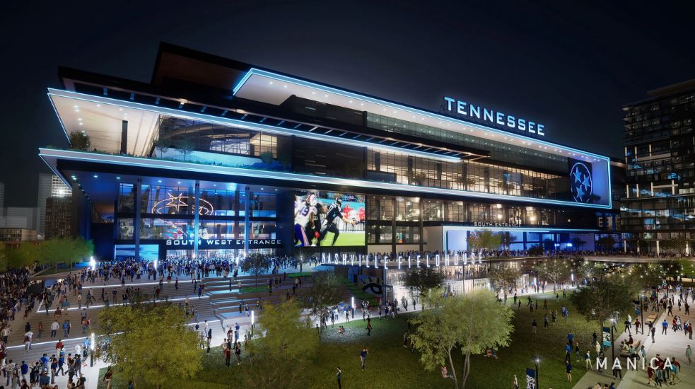 Exterior view of the Tennessee Titans new stadium. Photo: Mantra/Titans